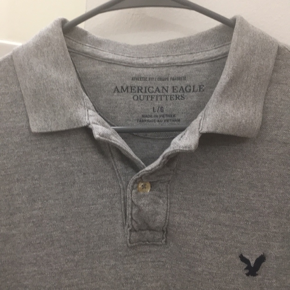 American Eagle - Gray Athletic Fit Polo